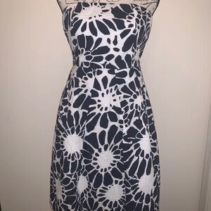 J.Crew Blue & White Floral Off-Shoulder Fit & Flare Dress - Women's Size 2